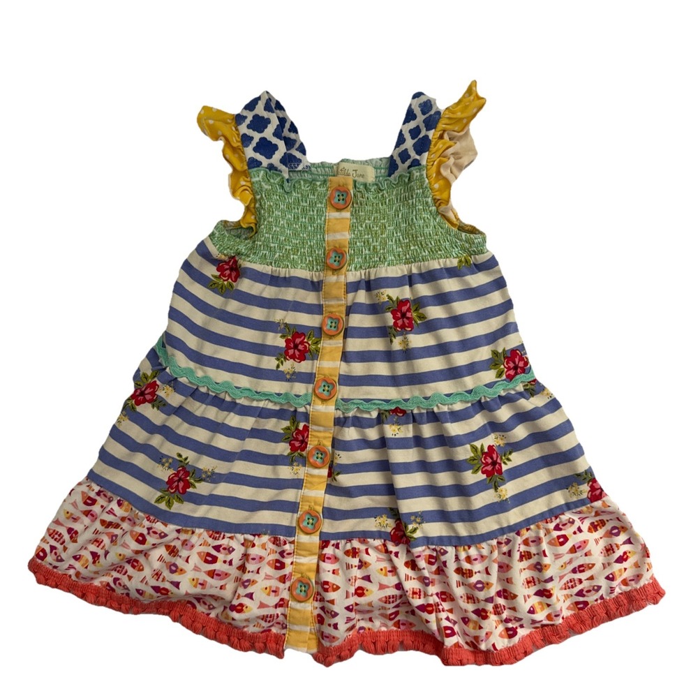 Matilda Jane Adventure Begins Garden Path Smocked Dress Toddler Girls 18-24m